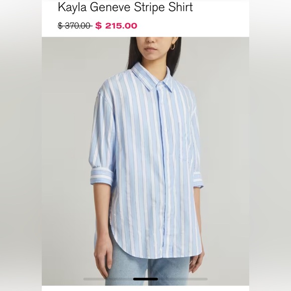 Citizens Of Humanity blue oversize cool costal Striped Button-Down oxford shirt - Picture 1 of 12